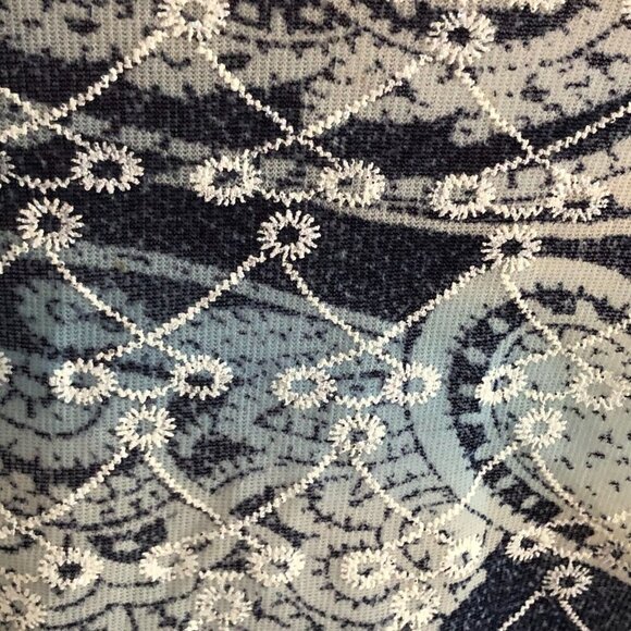 Vintage Y2K Blue Paisley Baby Doll Top - Flare Bell Sleeve Fairy Core Coquette - Picture 7 of 10